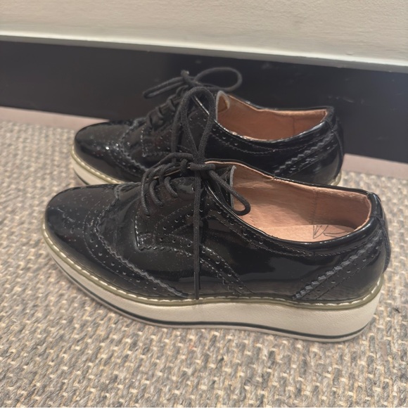 Platform Oxford Loafer Shoes Black Size 37 - Picture 2 of 4